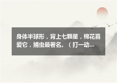 身体半球形，背上七颗星，棉花喜爱它，捕虫最著名。（打一动物）