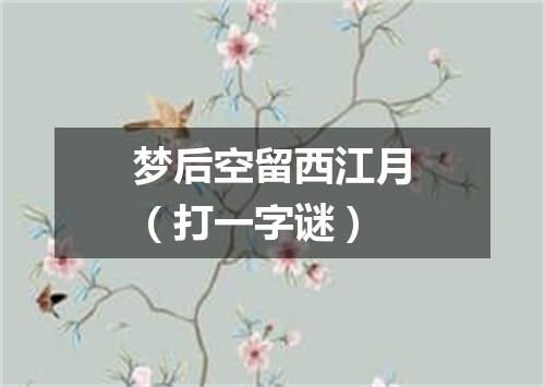 梦后空留西江月（打一字谜）