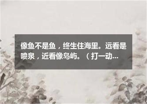 像鱼不是鱼，终生住海里。远看是喷泉，近看像岛屿。（打一动物）