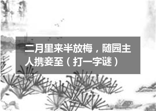二月里来半放梅，随园主人携妾至（打一字谜）