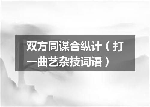 双方同谋合纵计（打一曲艺杂技词语）