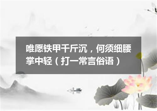 唯愿铁甲千斤沉，何须细腰掌中轻（打一常言俗语）