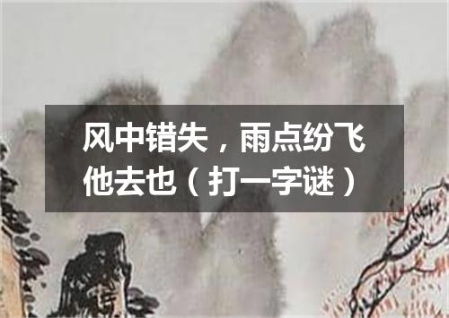风中错失，雨点纷飞他去也（打一字谜）