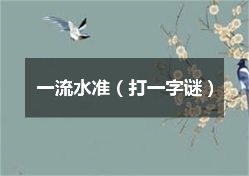 一流水准（打一字谜）