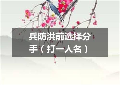 兵防洪前选择分手（打一人名）