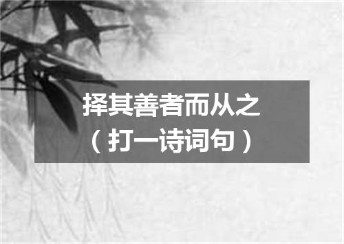 择其善者而从之（打一诗词句）
