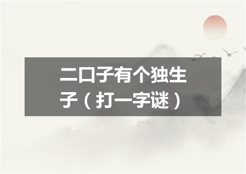 二口子有个独生子（打一字谜）