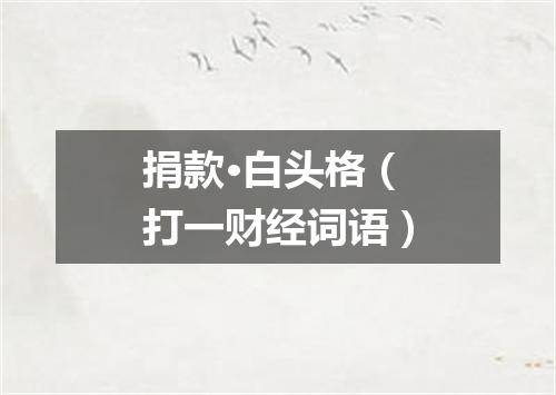 捐款·白头格（打一财经词语）