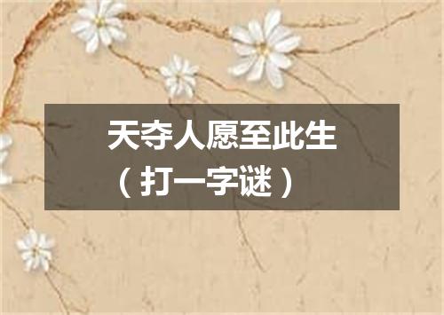 天夺人愿至此生（打一字谜）
