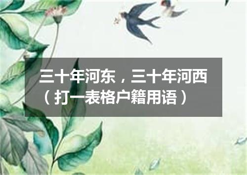 三十年河东，三十年河西（打一表格户籍用语）