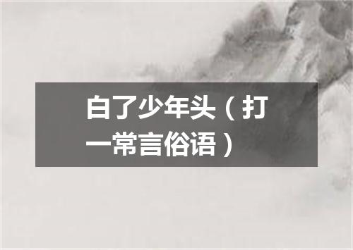 白了少年头（打一常言俗语）