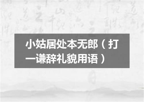 小姑居处本无郎（打一谦辞礼貌用语）