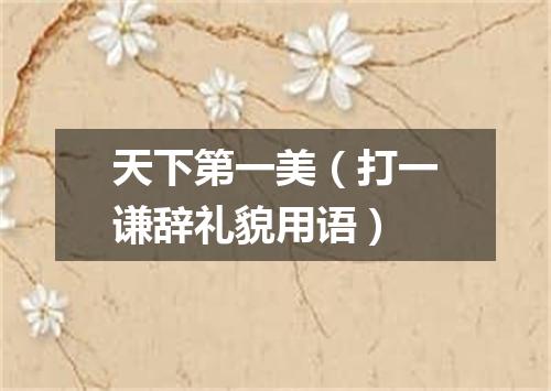 天下第一美（打一谦辞礼貌用语）