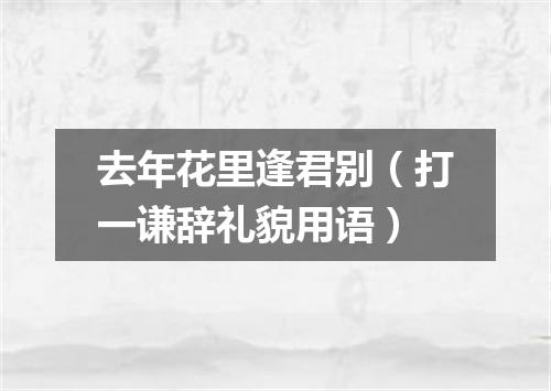 去年花里逢君别（打一谦辞礼貌用语）