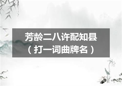芳龄二八许配知县（打一词曲牌名）