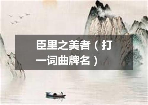 臣里之美者（打一词曲牌名）