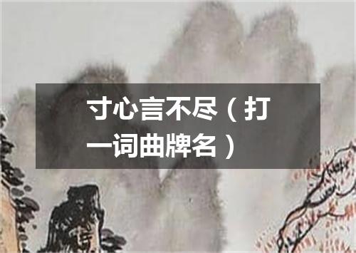 寸心言不尽（打一词曲牌名）