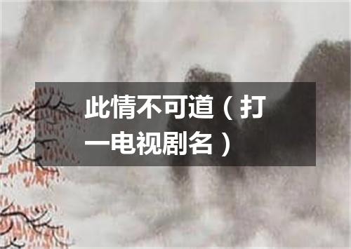此情不可道（打一电视剧名）