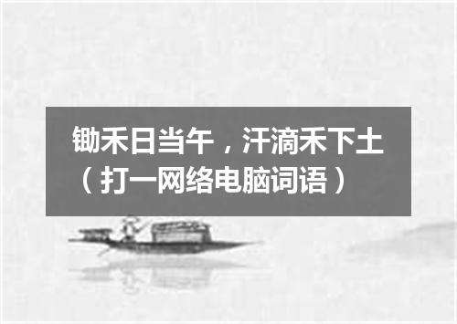 锄禾日当午，汗滴禾下土（打一网络电脑词语）
