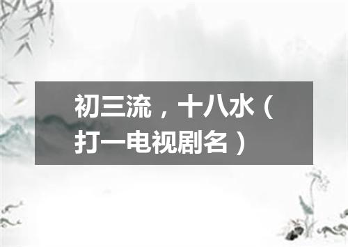 初三流，十八水（打一电视剧名）