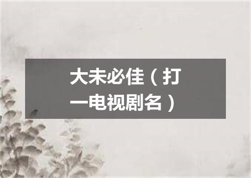 大未必佳（打一电视剧名）
