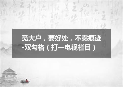 觅大户，要好处，不露痕迹·双勾格（打一电视栏目）