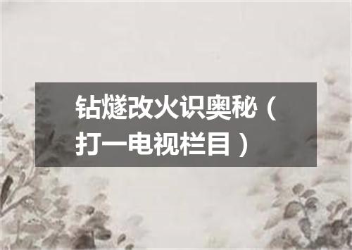 钻燧改火识奥秘（打一电视栏目）