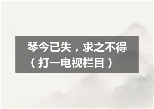 琴今已失，求之不得（打一电视栏目）