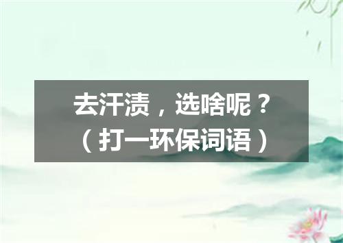 去汗渍，选啥呢？（打一环保词语）