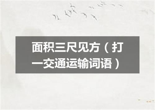 面积三尺见方（打一交通运输词语）