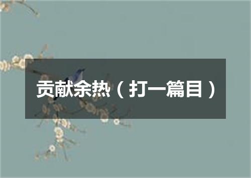 贡献余热（打一篇目）