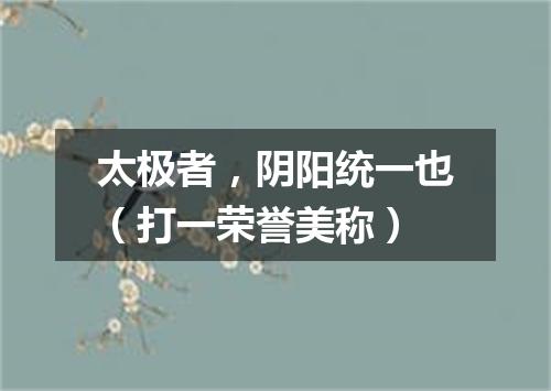 太极者，阴阳统一也（打一荣誉美称）