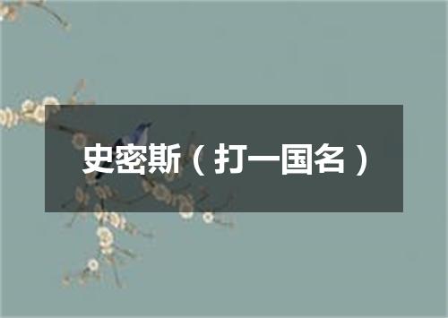 史密斯（打一国名）