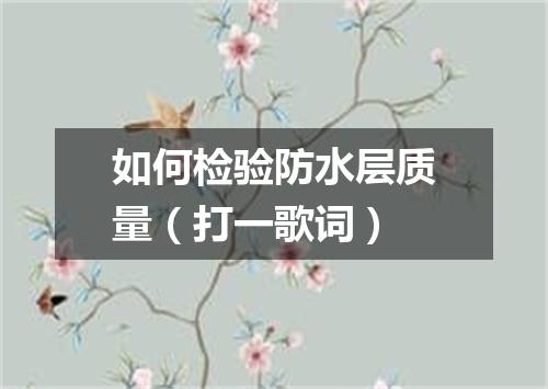 如何检验防水层质量（打一歌词）