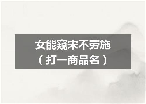 女能窥宋不劳施（打一商品名）