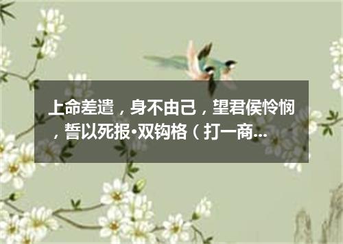 上命差遣，身不由己，望君侯怜悯，誓以死报·双钩格（打一商业词语）