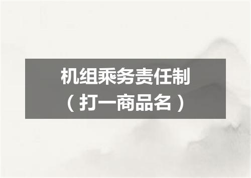 机组乘务责任制（打一商品名）