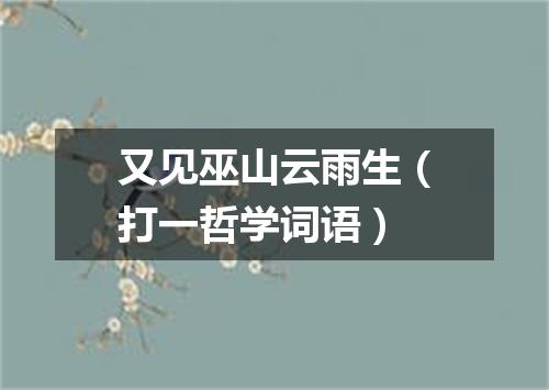 又见巫山云雨生（打一哲学词语）