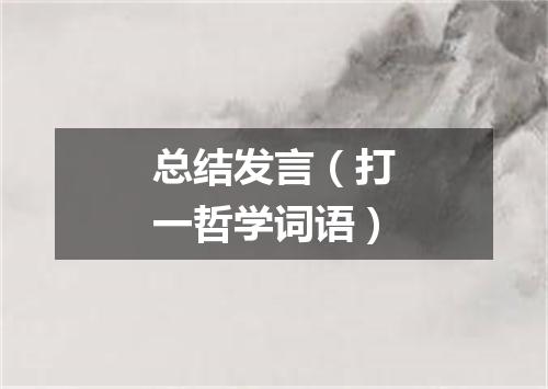 总结发言（打一哲学词语）