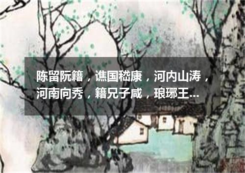 陈留阮籍，谯国嵇康，河内山涛，河南向秀，籍兄子咸，琅琊王戎，沛人刘伶（打一股票名）