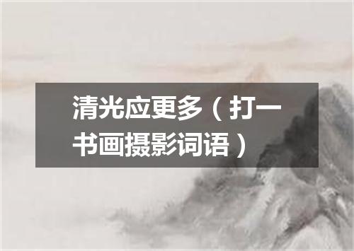 清光应更多（打一书画摄影词语）