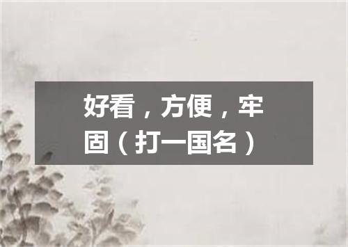 好看，方便，牢固（打一国名）