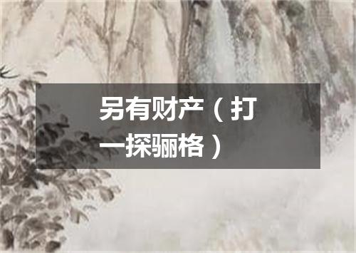 另有财产（打一探骊格）