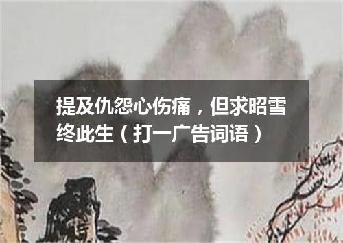 提及仇怨心伤痛，但求昭雪终此生（打一广告词语）