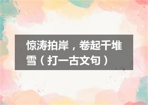惊涛拍岸，卷起千堆雪（打一古文句）