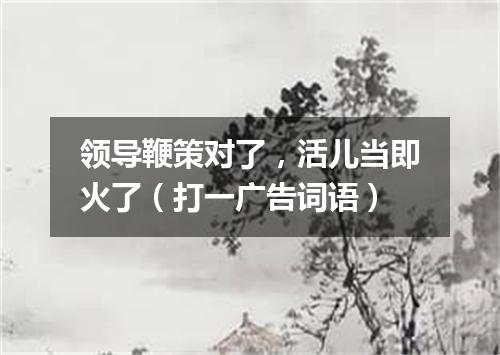 领导鞭策对了，活儿当即火了（打一广告词语）
