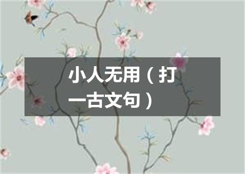 小人无用（打一古文句）