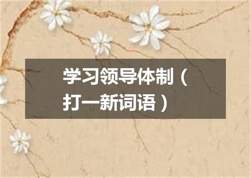 学习领导体制（打一新词语）