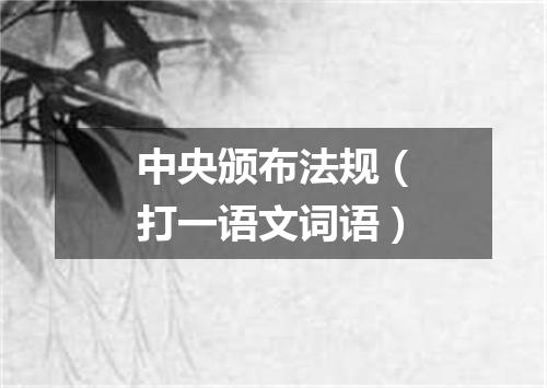 中央颁布法规（打一语文词语）