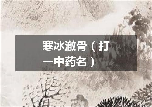 寒冰澈骨（打一中药名）